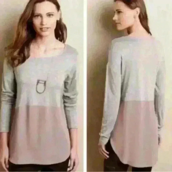 Anthropologie Meadow Rue High-Low Mixed Media Top - Picture 6 of 6